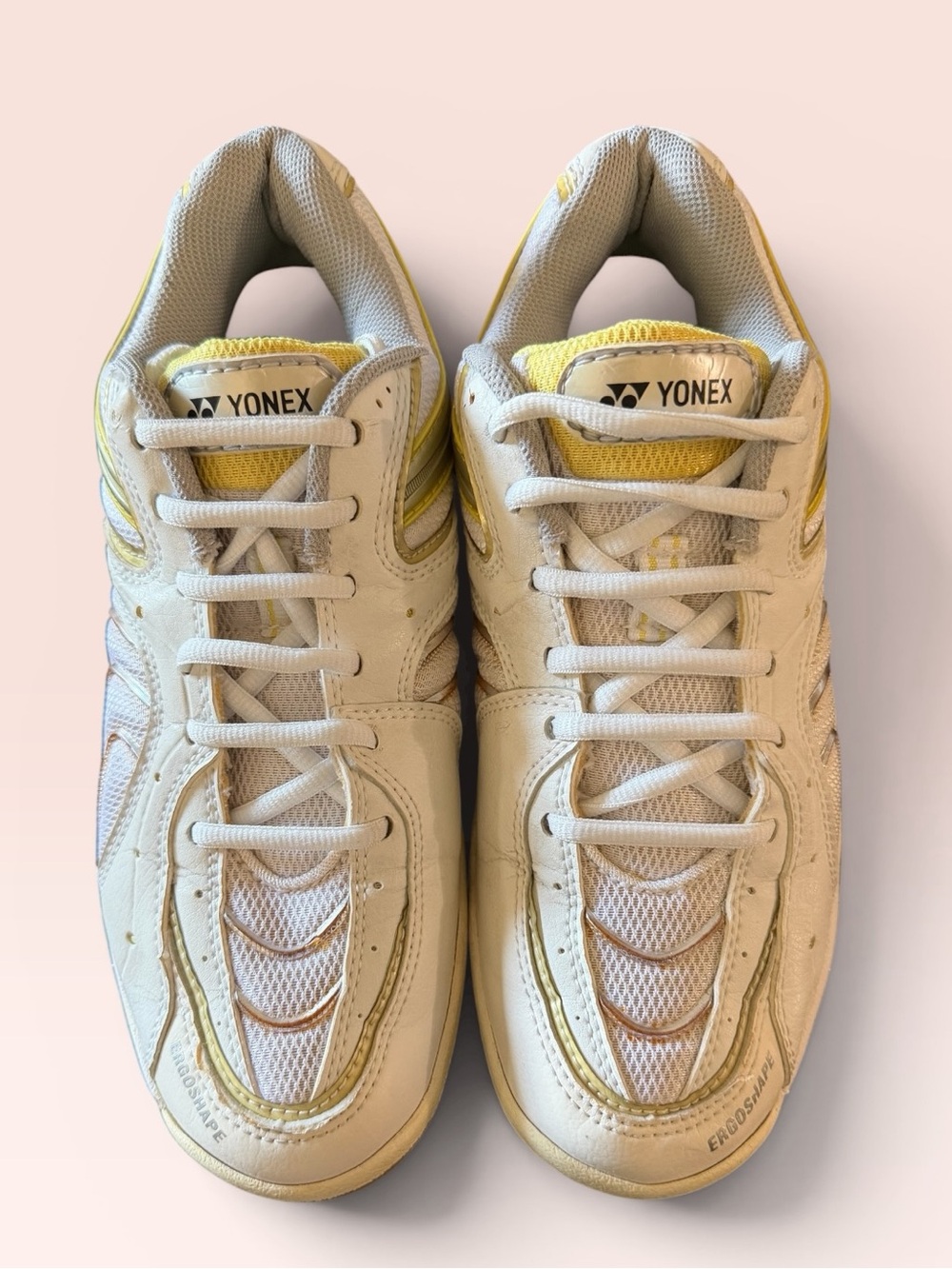 Yonex Ergoshape Court Shoes White Gold Women’s 8.5 Badminton Tennis Indoor
